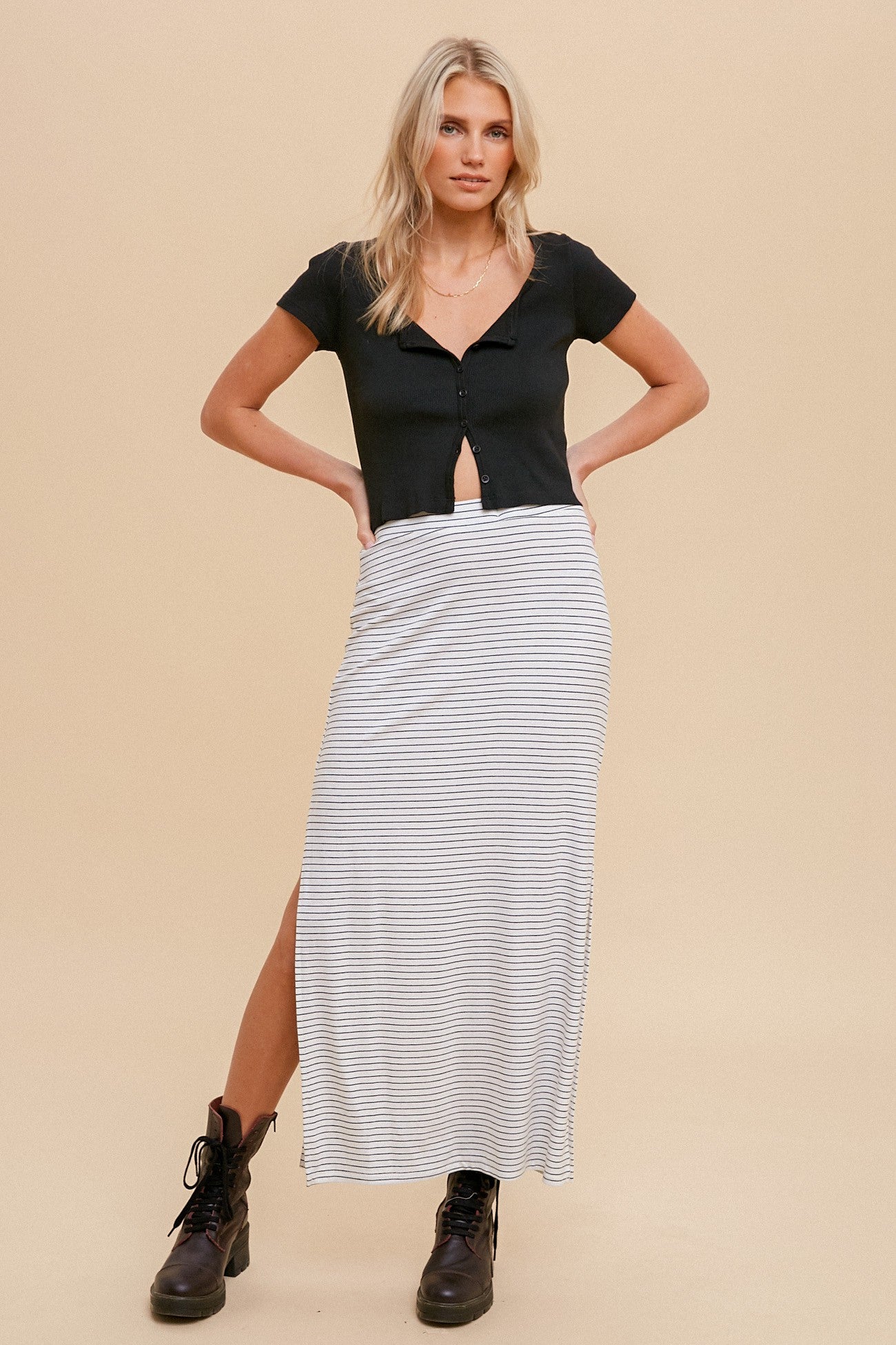 The Reba Striped Maxi Skirt