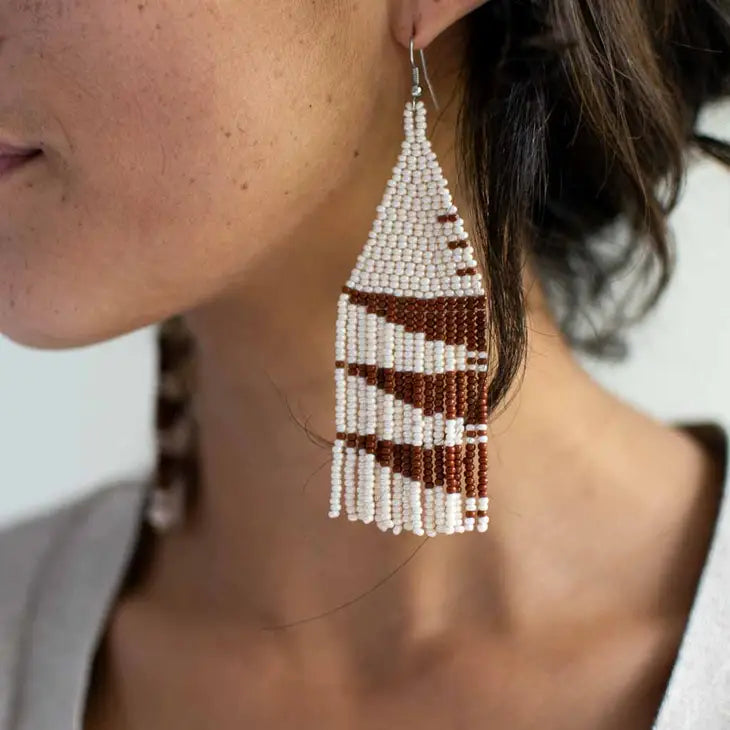 The Roca Beaded Fringe Earrings by Fair + Simple