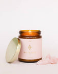 Rose Quartz Amber Crystal Candle by JaxKelly