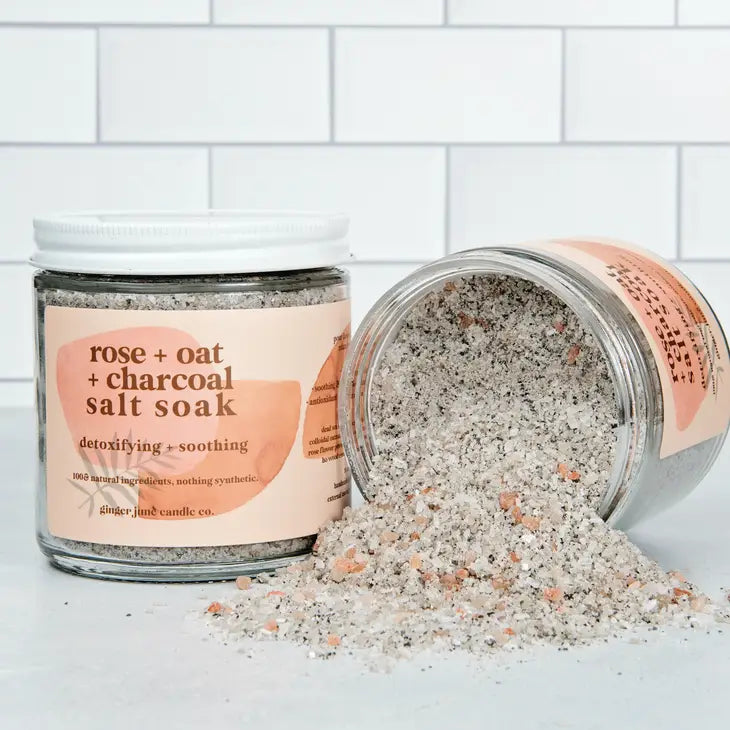 The Rose + Oat + Charcoal Salt Soak by Ginger June Candle Co.