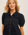 The Oliver Puff Sleeve Denim Top