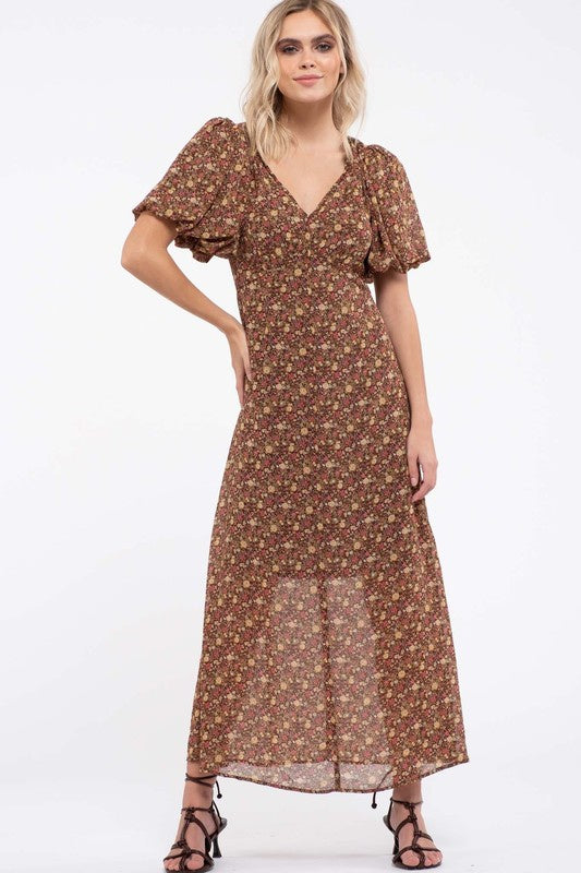 The Thea Floral Puff Sleeve Maxi Dress