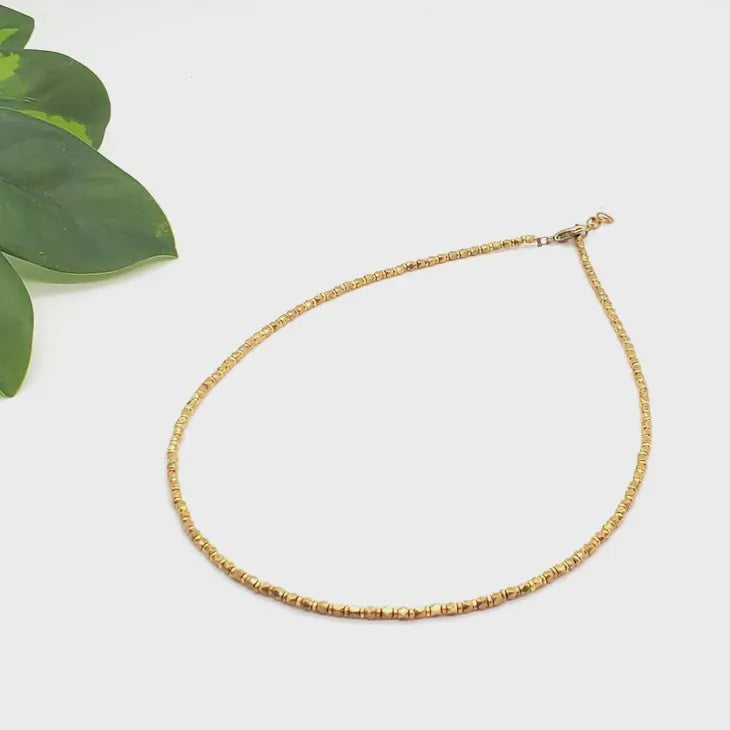 The Thea Beaded Brass Layering Necklace