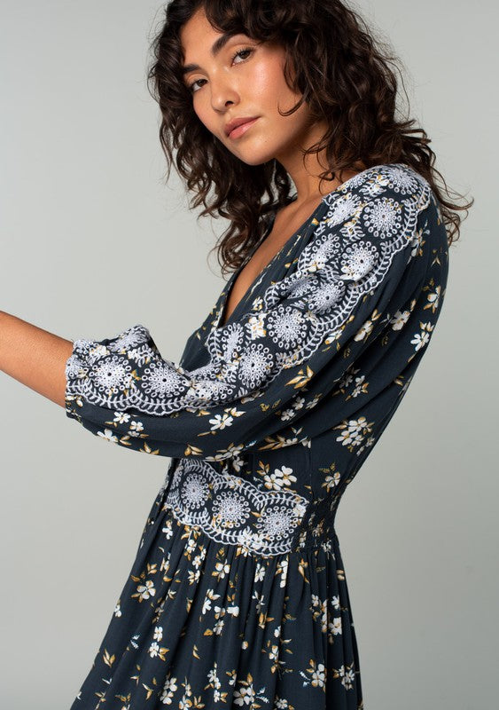 The Carrie Floral Embroidered Mini Dress