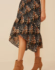 The Luca Textured Floral Midi Skirt