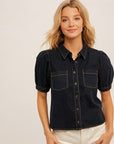 The Oliver Puff Sleeve Denim Top