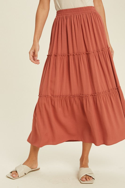 The Tilda Ruffle Trimmed Midi Skirt
