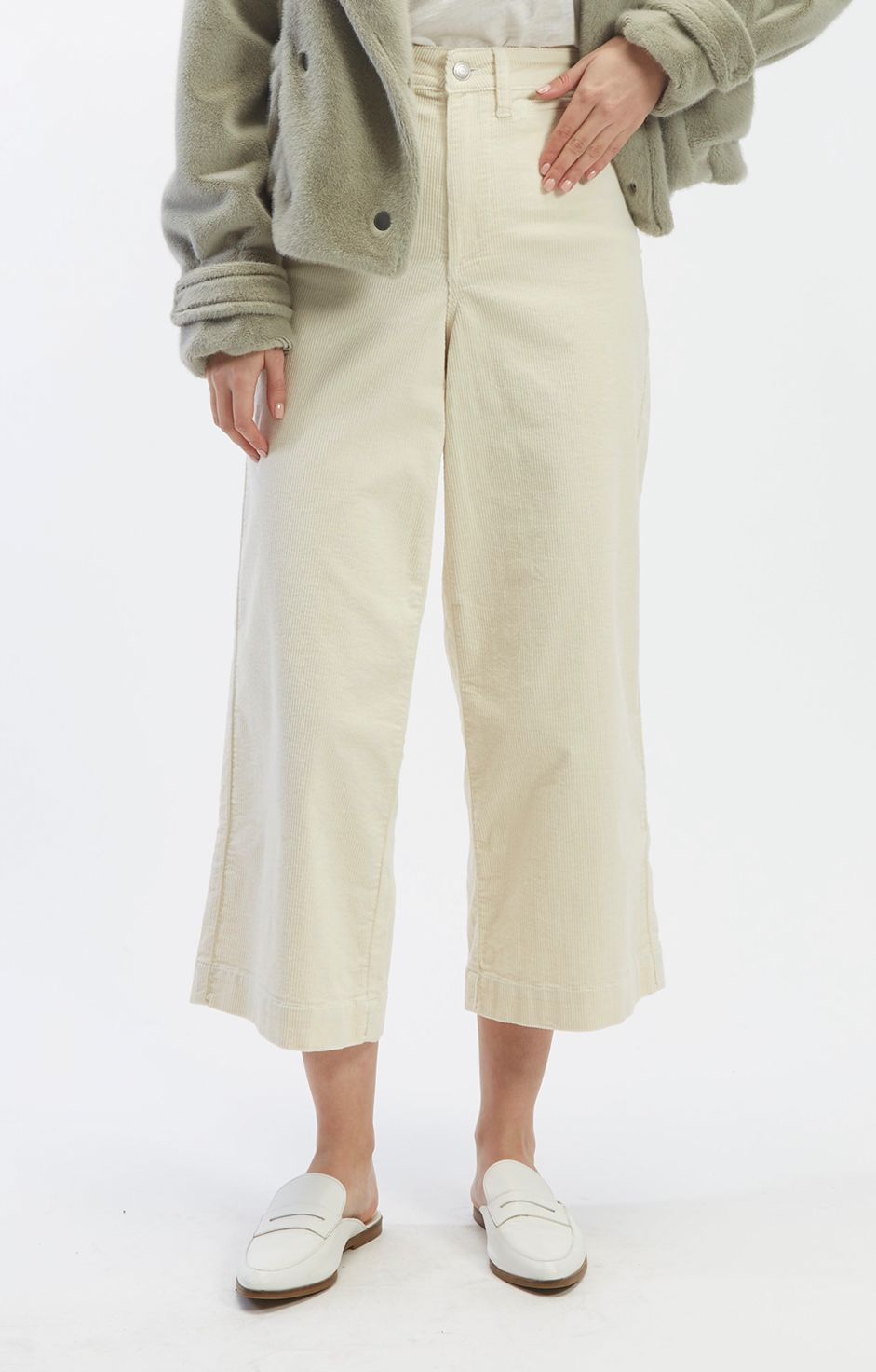 The Greer Corduroy Cropped Wide Leg Pants by OAT NY
