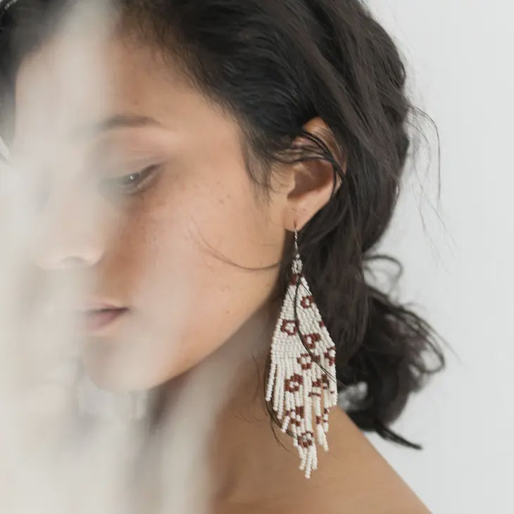 The Vaquita Beaded Fringe Earrings by Fair + Simple