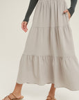 The Vienna Crepe Tiered Maxi Skirt