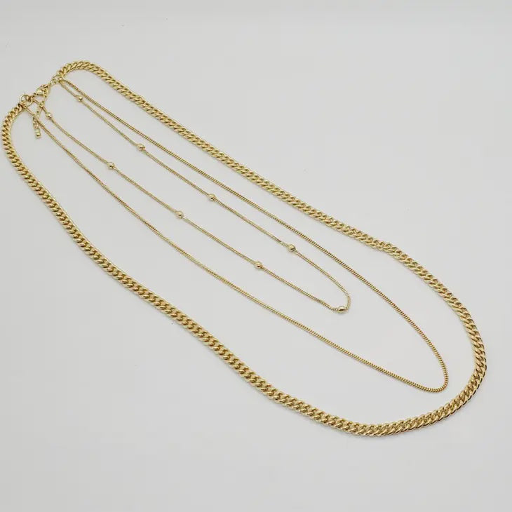 The Violetta Layered Brass Chain Necklace