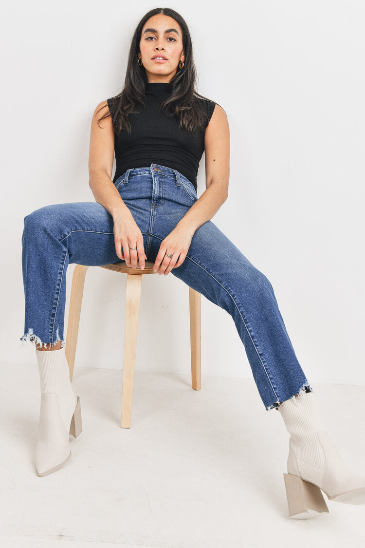 The Vicki High Rise Straight Jeans by Just Black Denim