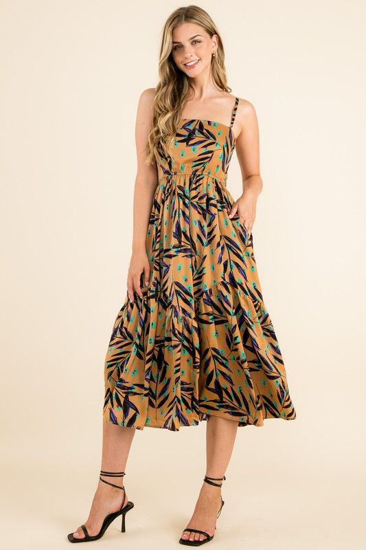 The Zola Tiered Print Midi Dress